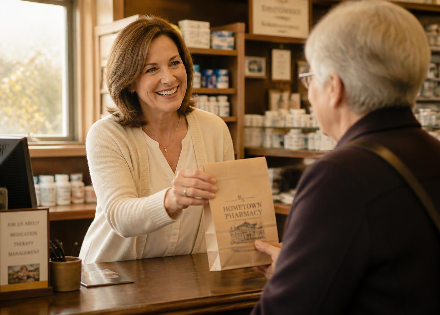 Inside Lititz Apothecary at the pharmacy counter